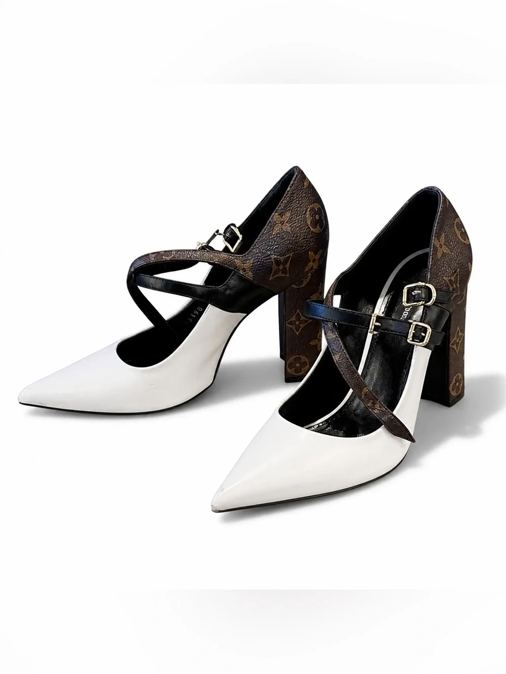 Louis Vuitton Matchmake Monogram Damier Tressage Pumps White size 40